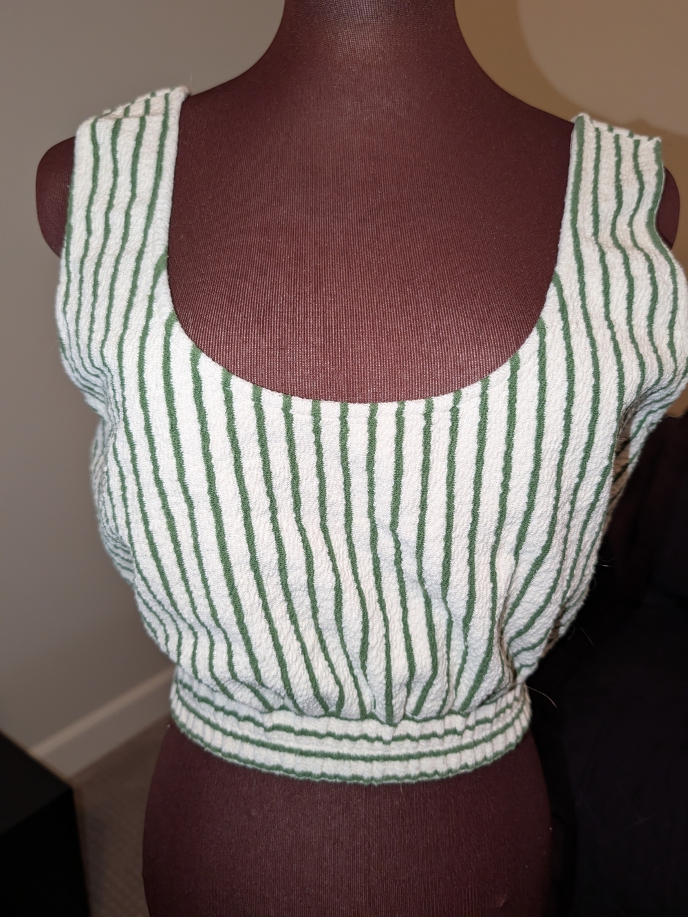 Sunday In Brooklyn - Terry Green Stripe Crop Tank Top - Women